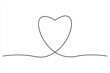 Heart continuous one line art drawing color shape Love sign outline Vector illustration