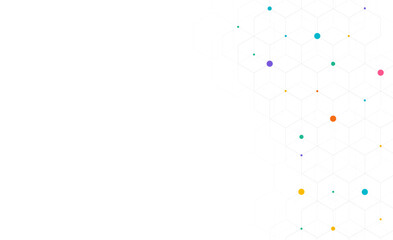 Hexagons pattern on gray background. Genetic research, molecular structure. Chemical engineering. Concept of innovation technology. Used for design healthcare, science and medicine background