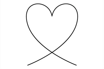 Heart continuous one line art drawing color shape Love sign outline Vector illustration