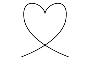 Heart continuous one line art drawing color shape Love sign outline Vector illustration