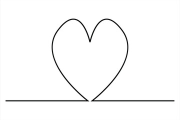 Heart continuous one line art drawing color shape Love sign outline Vector illustration