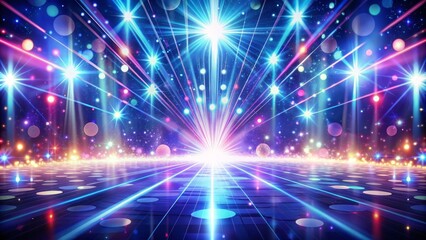 Neon Lights Stage with Disco Ball Floor, Stage Lighting , Laser , Disco Ball , Dance Party