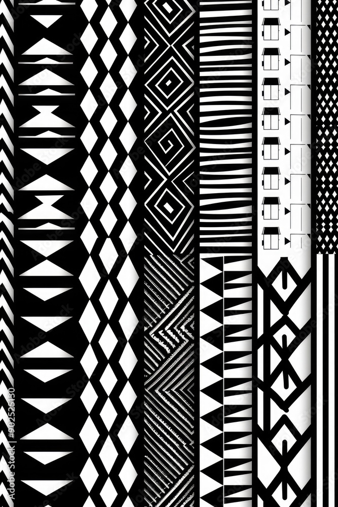Poster a collection of various black and white patterns