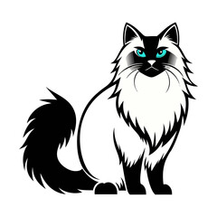 Obraz premium Persian Cat silhouettes and icons. black flat color simple elegant Persian Cat animal vector and illustration.