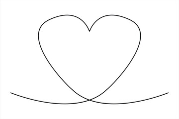 Heart continuous one line art drawing color shape Love sign outline Vector illustration