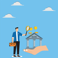 Business evaluation, analyze company worth or market value, merger and acquisition to determine corporate valuation, revenue profit or earning concept, businessman evaluate company with dollar money