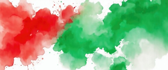 Red green and white watercolor abstract color splash design background