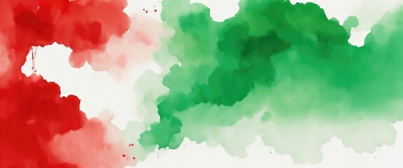 Red green and white watercolor abstract color splash design background