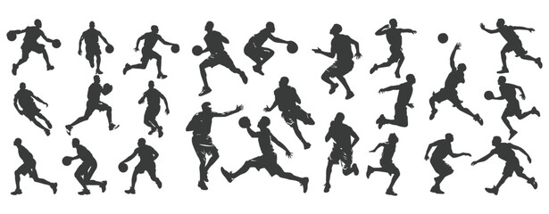 collection Illustration of a silhouette of basketball player movement ,generative ai
