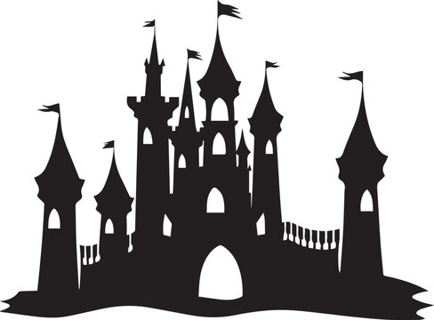 recommend clip art: Silhouette vector of sandcastle with multiple towers