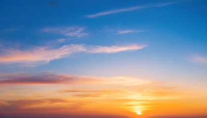 Ethereal atmosphere, fantasy vibrant panoramic sunset sky, gradient rich colors