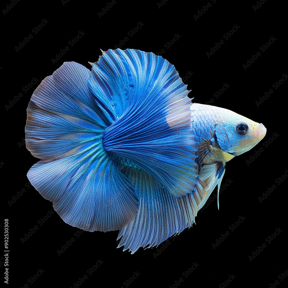 Wall mural blue exotic fish on isolated background