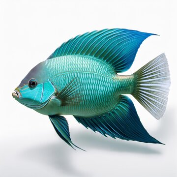 teal fish isolated on white