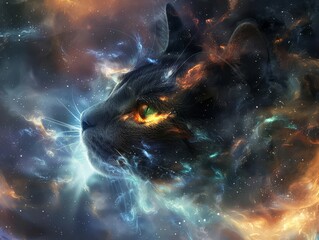 A Cat's Profile Emerging from a Cosmic Nebula