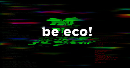 Go green ecology symbol modern glitch concept 3d illustration