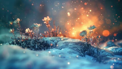 Magical Winter Flower Scene