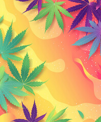 light and friendly cannabis design in comic style for marijuana presentation