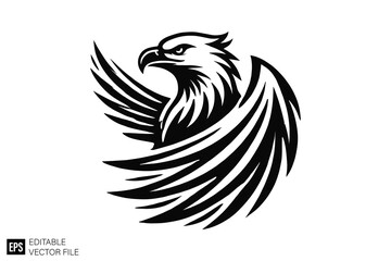 Fototapeta premium eagle black and white clip art silhouette vector graphic design