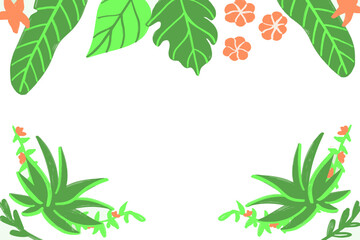 summer tropical leaf frame, Tropical palm leaves background wallpaper
