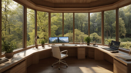 Fototapeta premium Working room surrounded by nature