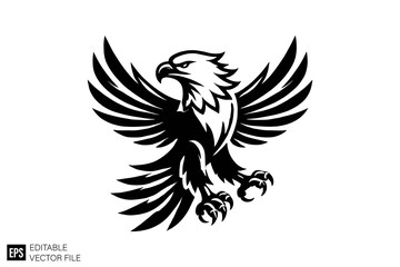 Obraz premium eagle black and white clip art silhouette vector graphic design