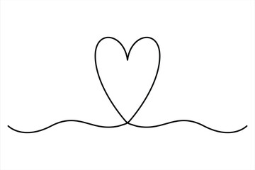 Heart continuous one line art drawing color shape Love sign outline Vector illustration