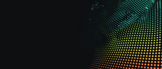 Fototapeta premium Negative color, overlay of pixelated halftone dots pattern, on black background, Generative AI