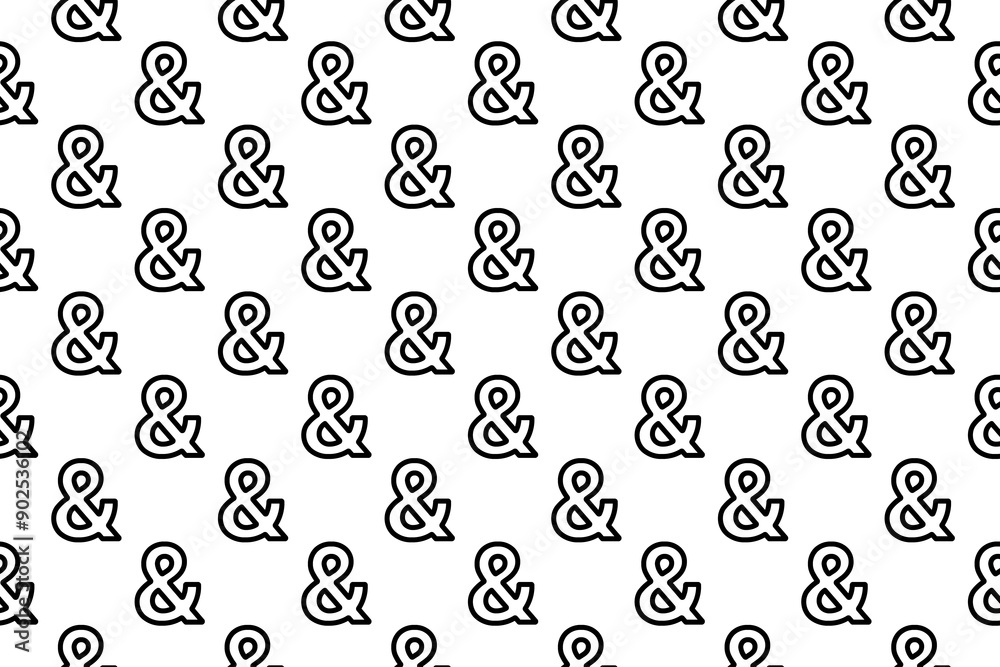 Fototapete seamless pattern completely filled with outlines of ampersand symbols. elements are evenly spaced. i