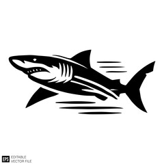 shark black and white vector clip art silhouette graphic design