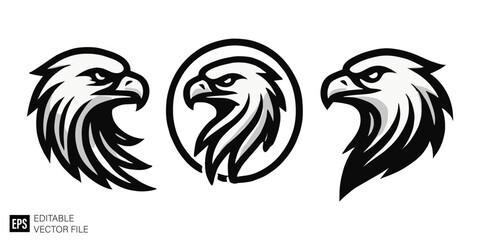 Fototapeta premium eagle hawk black and white vector clip art silhouette graphic design