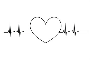 Heart continuous one line art drawing color shape Love sign outline Vector illustration