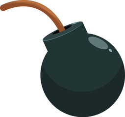Round black bomb with a burning fuse is ticking down, representing danger and explosive potential