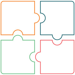 Puzzle pieces icon set, jigsaw puzzle game, the creative idea of intelligences, the partnership in business