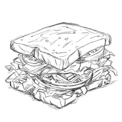 Obraz premium Hand Drawn Illustration of Sandwich