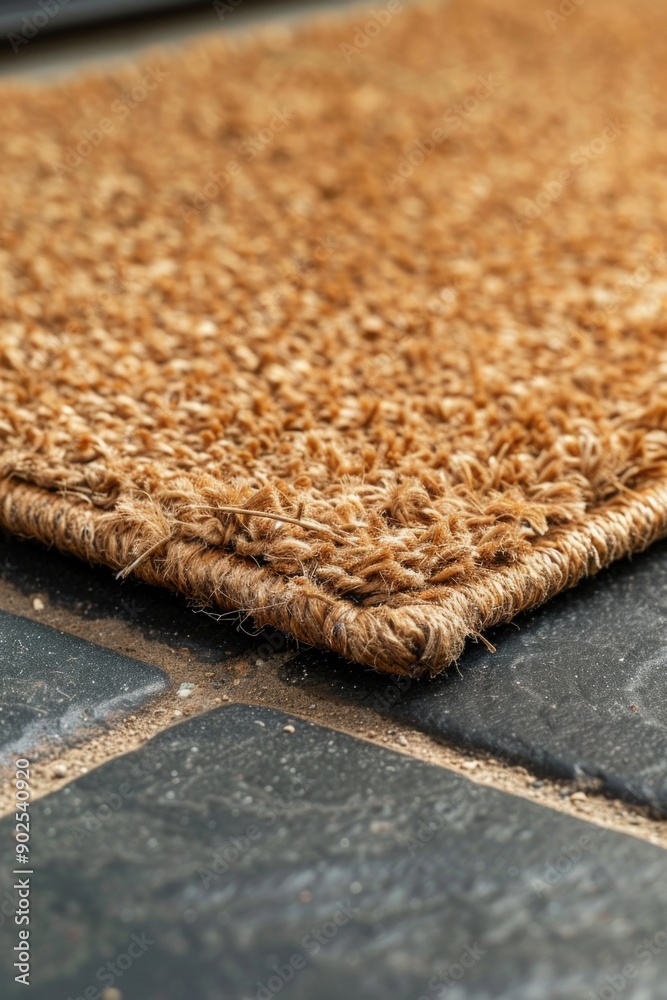 Poster Close-up shot of a rug on a floor with detailed texture and pattern