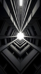 Fototapeta premium Digital business black and white city structure abstract graphic poster background with generative