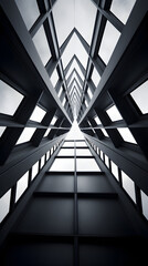 Obraz premium Digital business black and white city structure abstract graphic poster background with generative