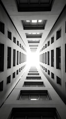 Obraz premium Digital business black and white city structure abstract graphic poster background with generative