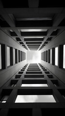 Fototapeta premium Digital business black and white city structure abstract graphic poster background with generative