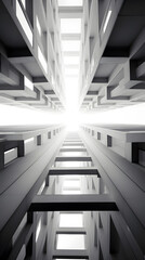 Digital business black and white city structure abstract graphic poster background with generative