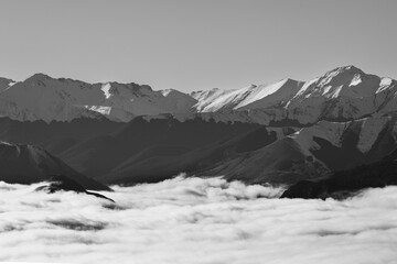 Fototapeta premium black and white mountain landscape with snow