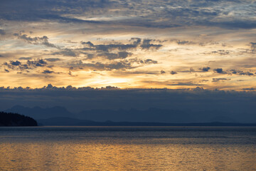 Dusk view of mountains and sea, Vancouver Island