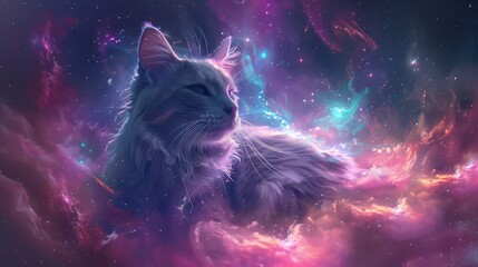A White Cat Amidst a Cosmic Nebula