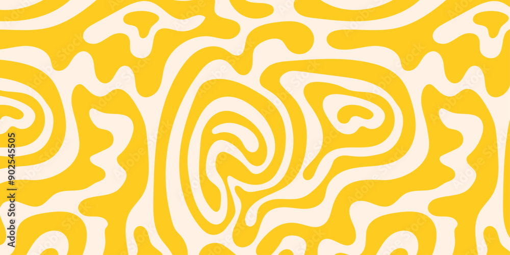 Aufkleber Abstract horizontal background with yellow waves. Vector seamless summer pattern with liquid texture