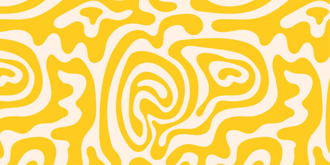Abstract horizontal background with yellow waves. Vector seamless summer pattern with liquid texture