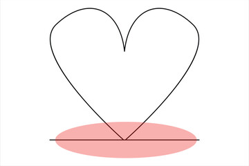 Heart continuous one line art drawing color shape Love sign outline Vector illustration