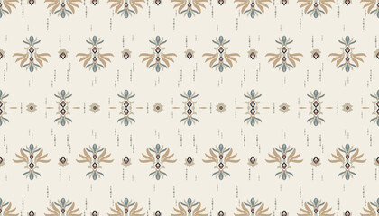 Ikat tribal Indian seamless pattern. Ethnic Aztec fabric carpet mandala ornament native boho chevron textile.Geometric African American oriental traditional vector illustrations. Embroidery style.