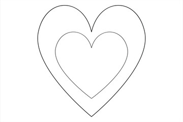 Heart continuous one line art drawing color shape Love sign outline Vector illustration