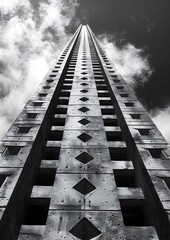 A tall building with a lot of windows and a lot of white