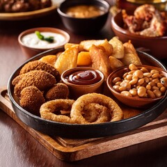 Fototapeta premium British pub food, AI generated